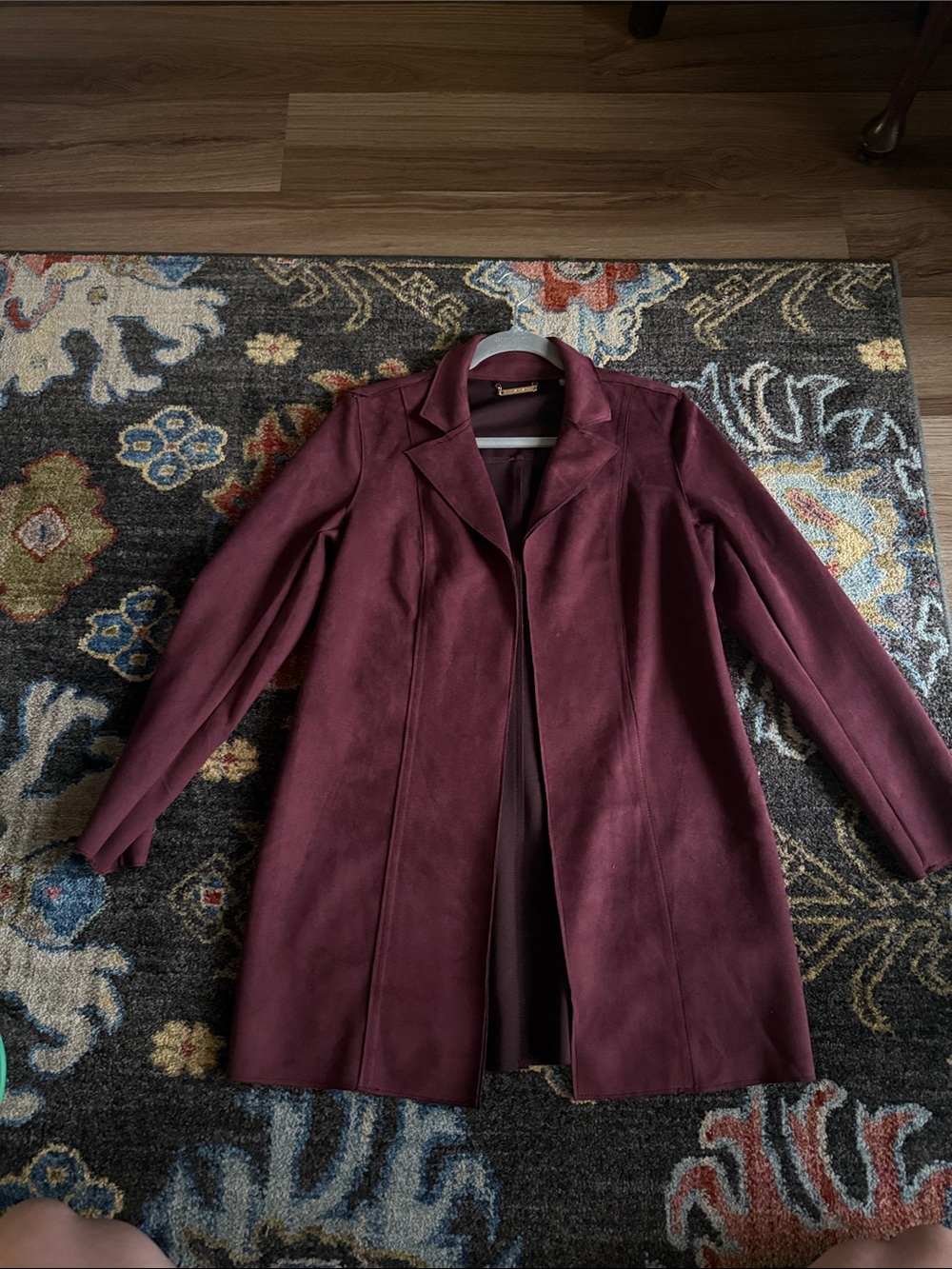 Burgundy Open-Front Blazer Jacket